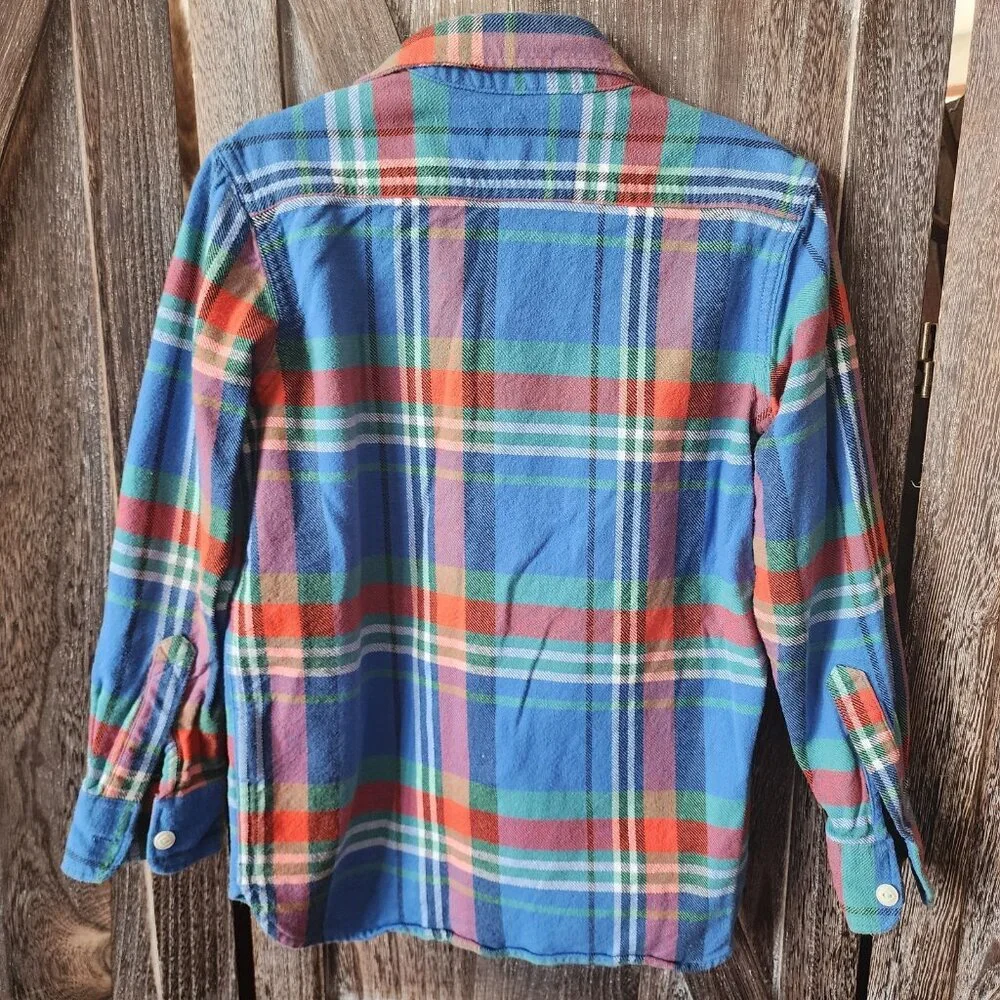 GapKids Blue Plaid Button-up Long Sleeve Heavyweight Flannel Shirt Size 8 Medium